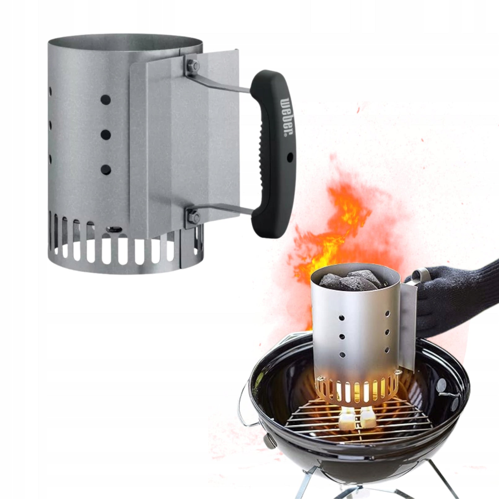GRILL FIRING CHIMNEY SMALL Weber BRIQUETTE CHARCOAL chimney steel