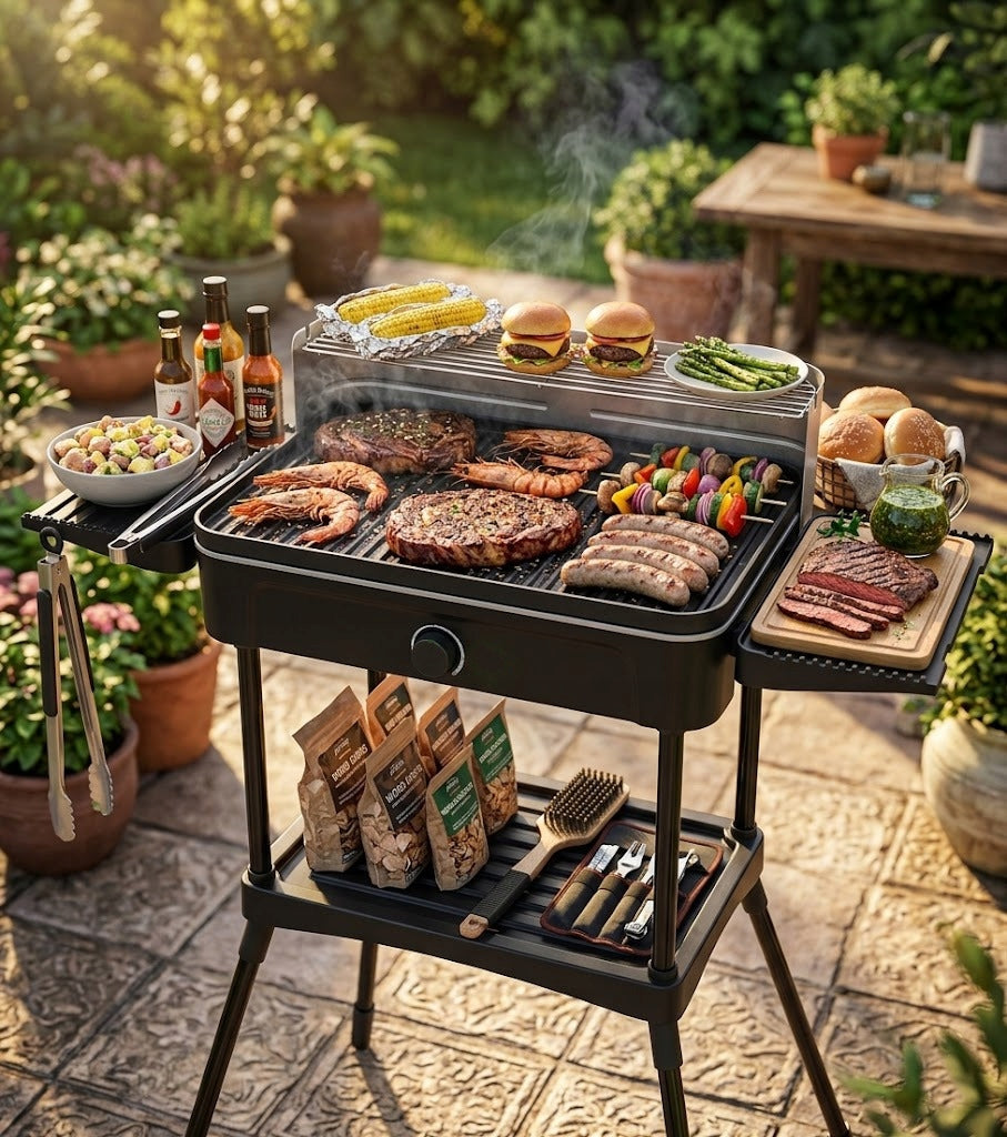GRILL FOR KITCHEN AND GARDEN STANDING WITH REMOVABLE GRATE WINTER/SUMMER 50x25cm Packaging status original
