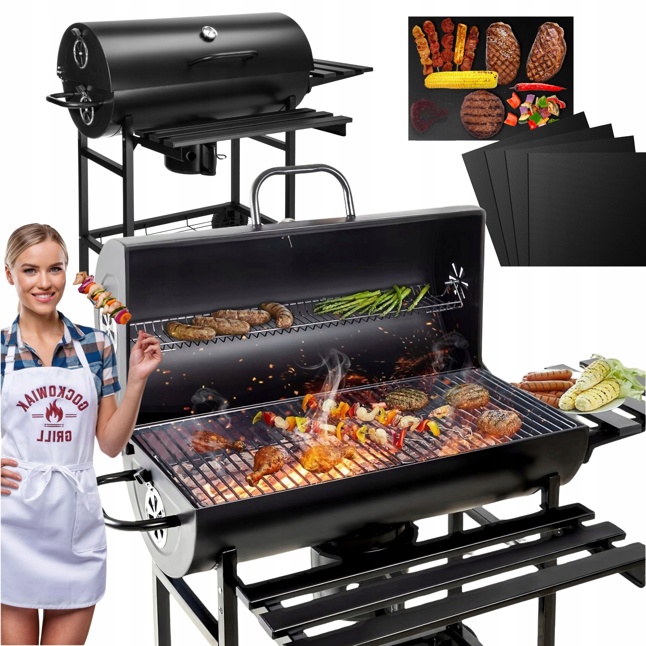 GRILL GARDEN CHARCOAL COVER ASHTRAY THERMOMETER BARREL XXL