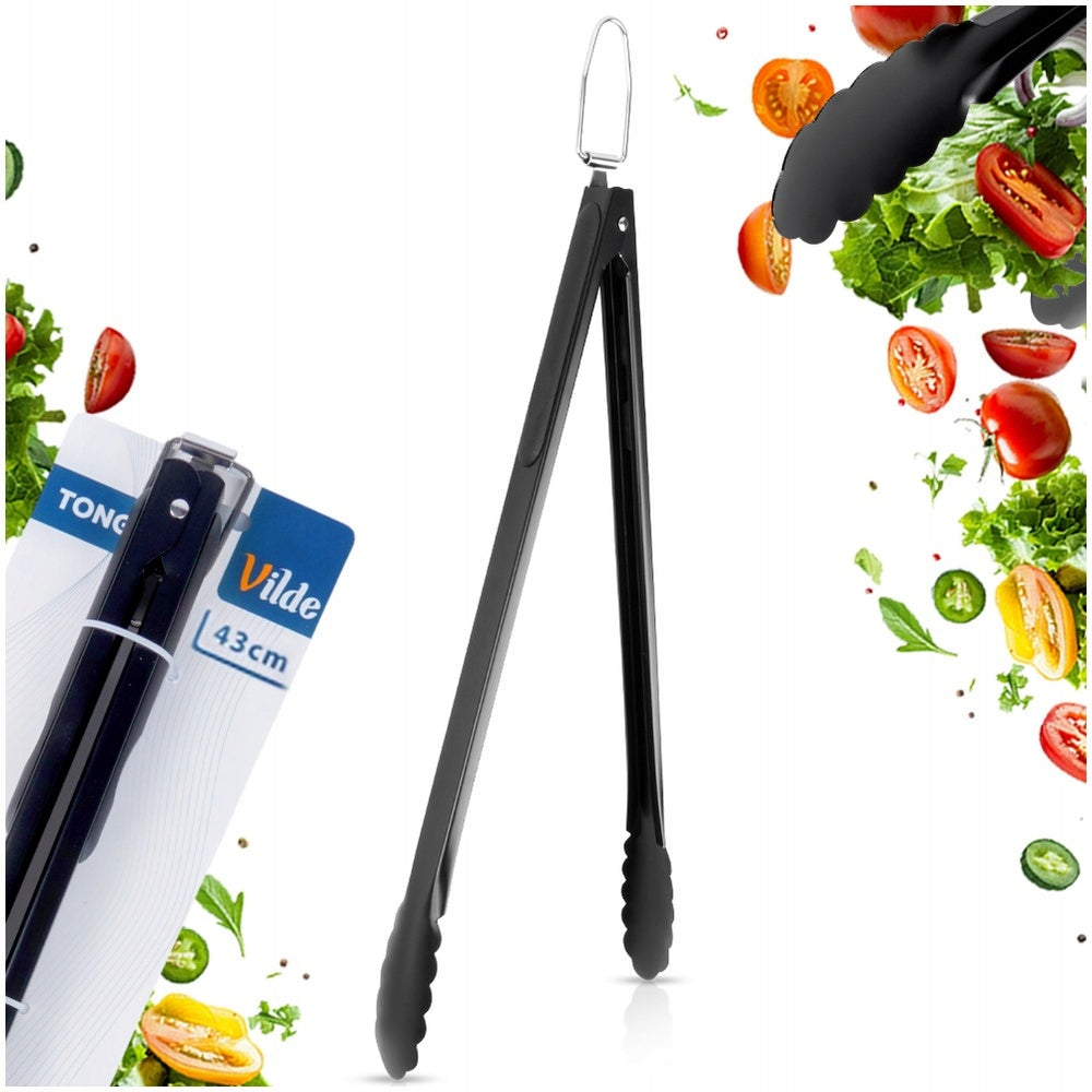 GRILL PLIERS KITCHEN STEEL FOR VEGETABLE MEAT LONG 43 CM