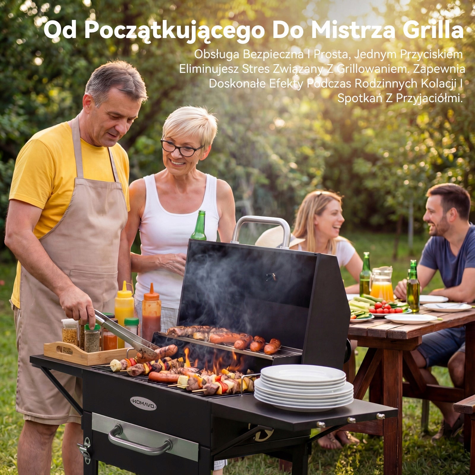 GRILL WĘGLOWY OGRODOWY POWIERZCHNIA GRILLOWANIA: 45×32CM Grill height 106 cm
