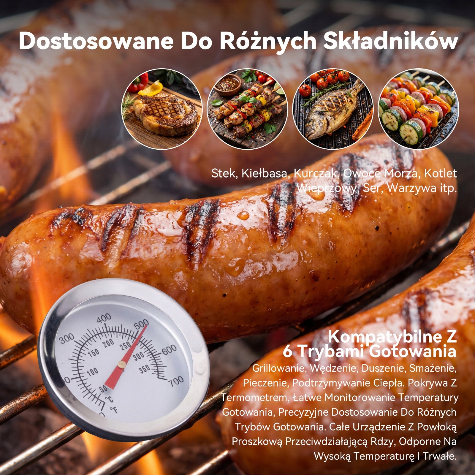 GRILL WĘGLOWY OGRODOWY POWIERZCHNIA GRILLOWANIA: 45×32CM Grill width 107 cm