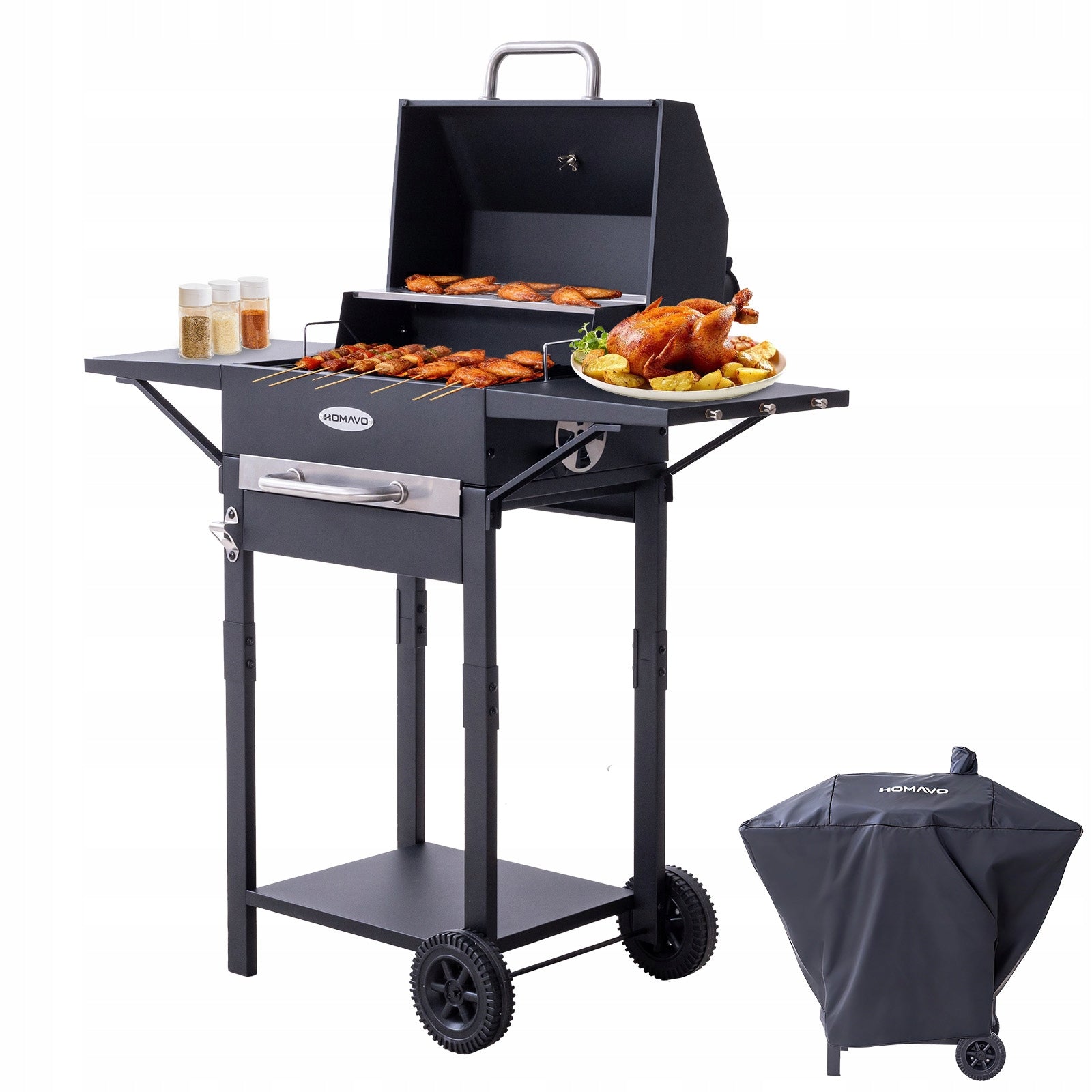 GRILL WĘGLOWY OGRODOWY POWIERZCHNIA GRILLOWANIA: 45×32CM Z POKROWĄ OCHRONNĄ