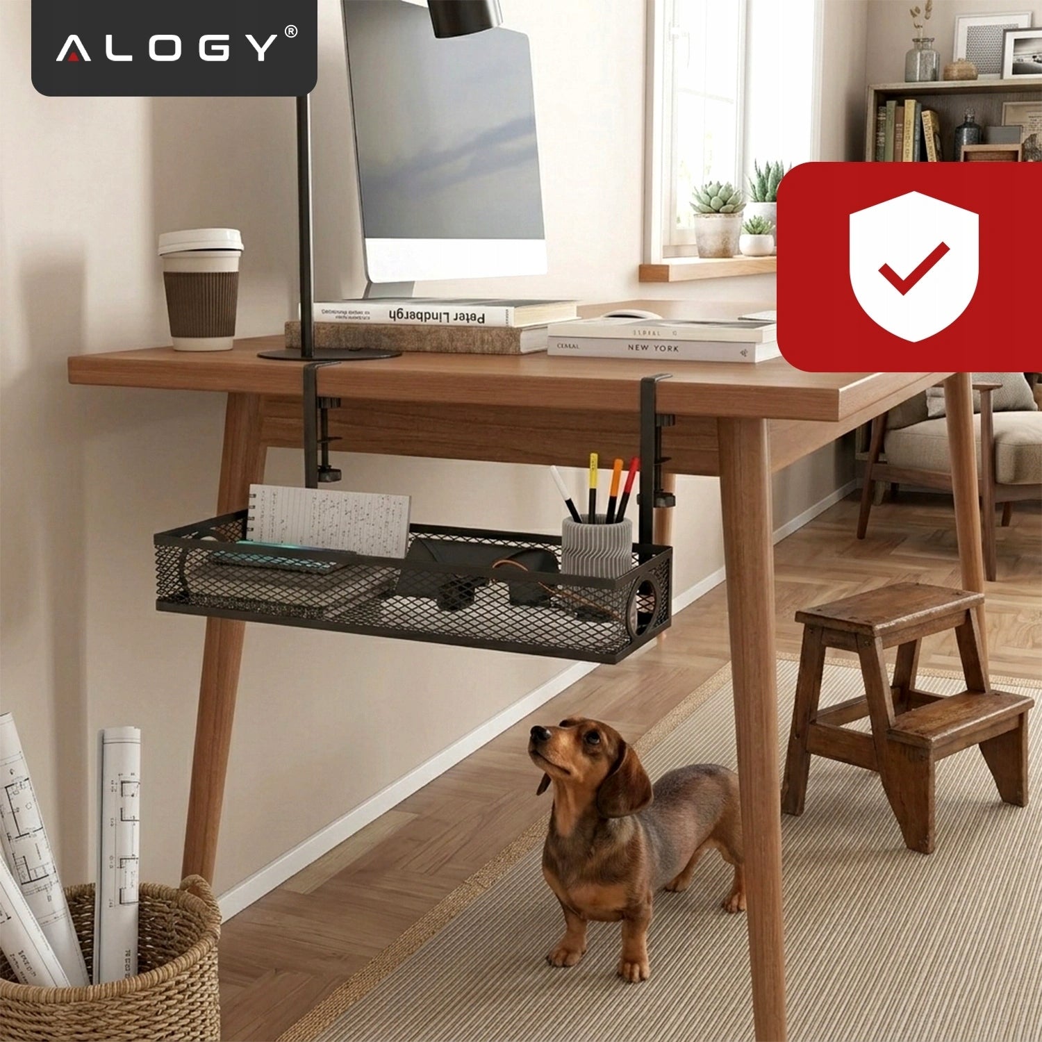 GRILLE CABLE ORGANIZER FOR CABLES UNDER THE TABLETOP DESK TROUGH SHELF BASKET EAN (GTIN) 5905601836841