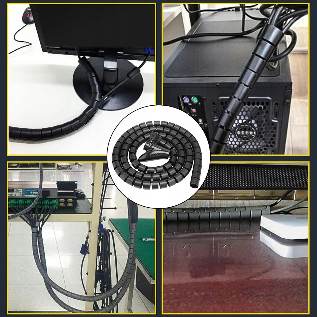 GRILLE CABLE ORGANIZER PESZEL 5M + CLAMP 500CM FLEXIBLE Color black