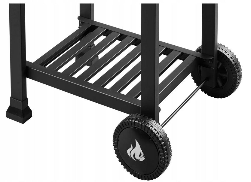GRILLMEISTER KANSAS Garden Charcoal Grill Large Grate Wheels Shelf Thermometer Grate length 40 cm