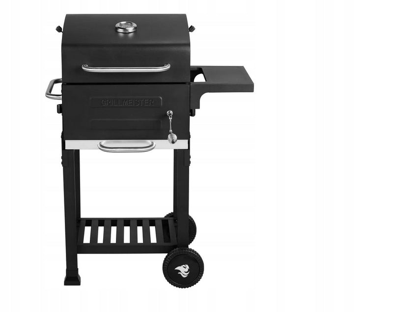 GRILLMEISTER KANSAS Garden Charcoal Grill Large Grate Wheels Shelf Thermometer Manufacturer Grill Meister
