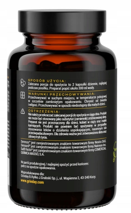 GRINDAY - RELAN | STRESS | CONCENTRATION | ENERGY | CALMING | 60 kaps. Expiration date not specified