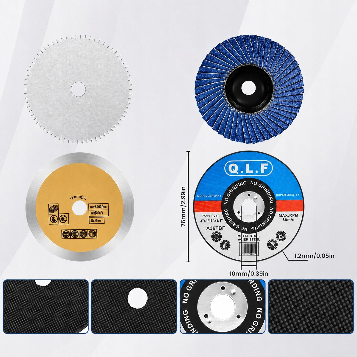 GRINDER DISCS 76 MM FOR STEEL METAL CUTTING LEAF SET OF 10 Brand no brand