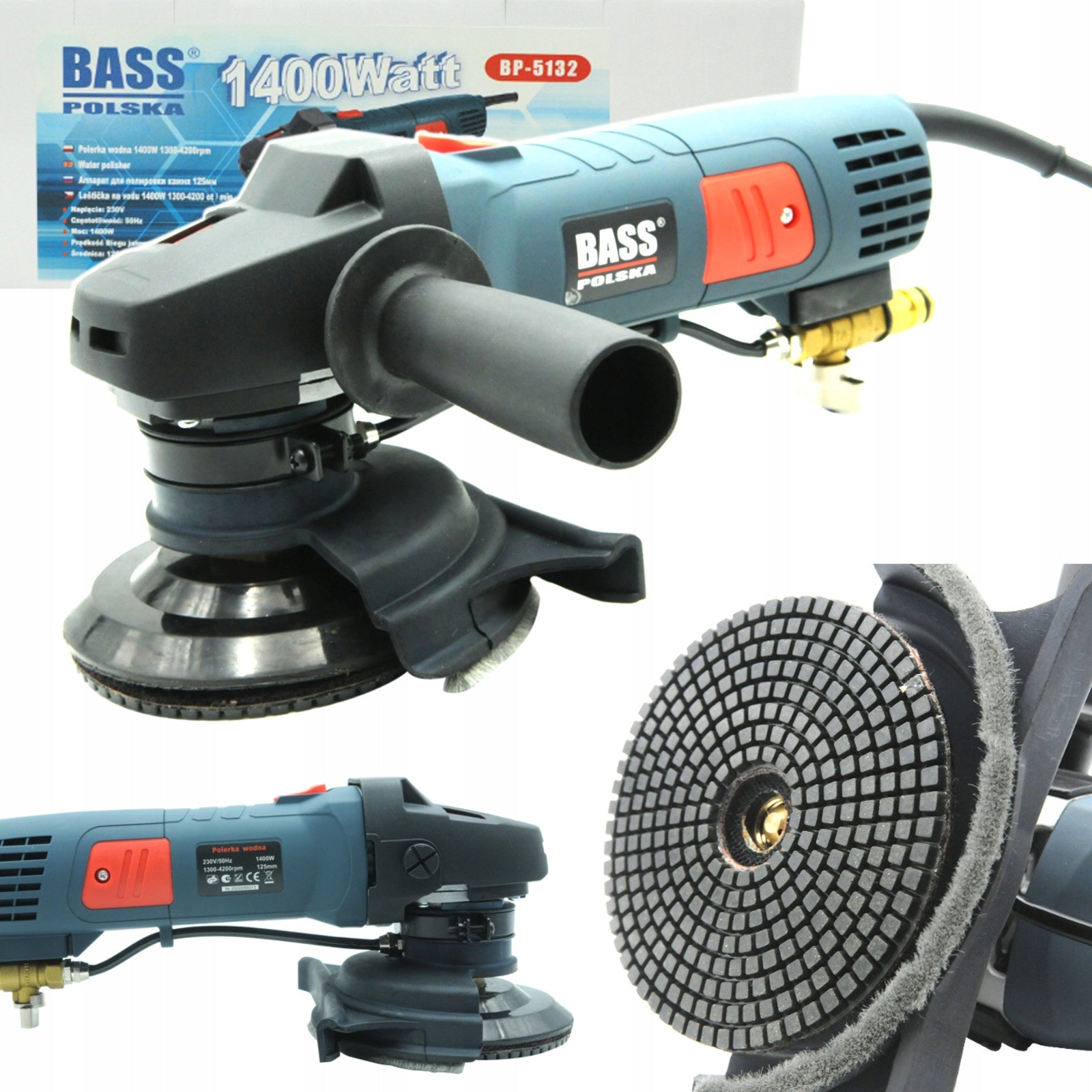 GRINDER WATER POLISHER FOR WET STONE 1400W BASS POLSKA Packaging status original