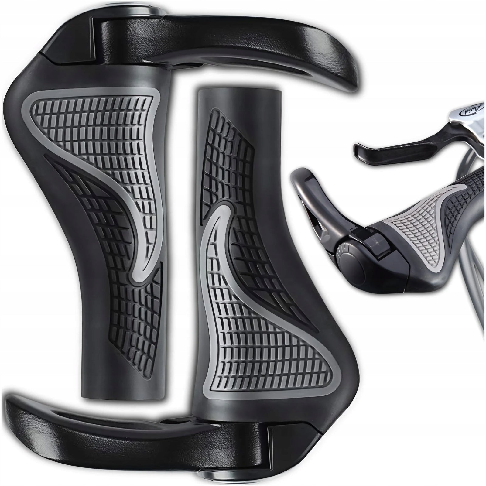 GRIPS BICYCLE GRIPS ERGONOMIC CORNERS BLACK NON-SLIP HANDLES - CE Manufacturer code CH 01 RAION