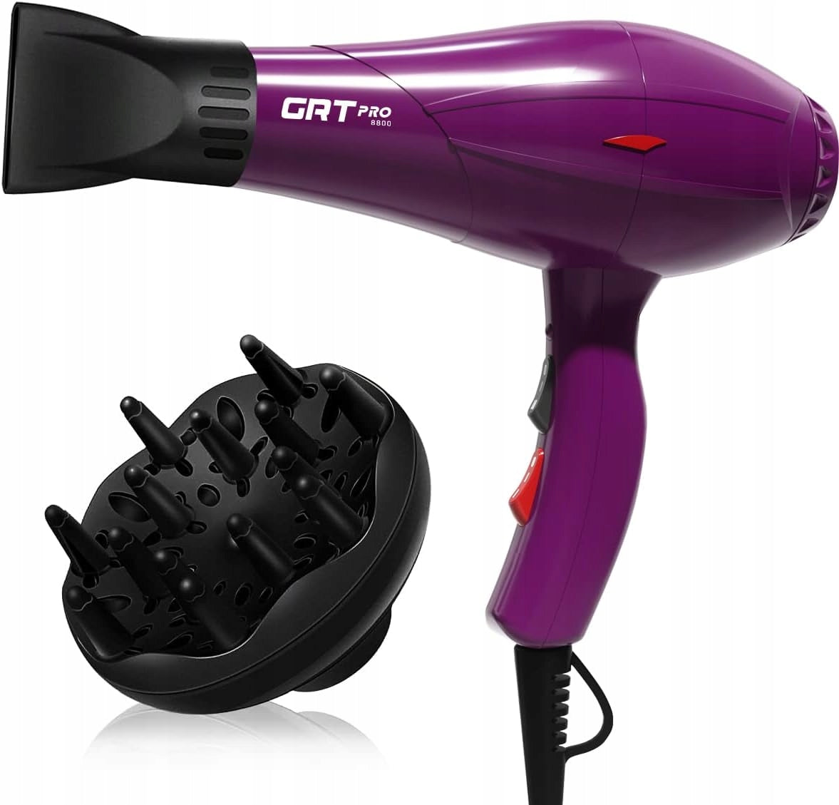 GRT PRO Hair Dryer 2400W AC Ionization Diffuser 2 Nozzles