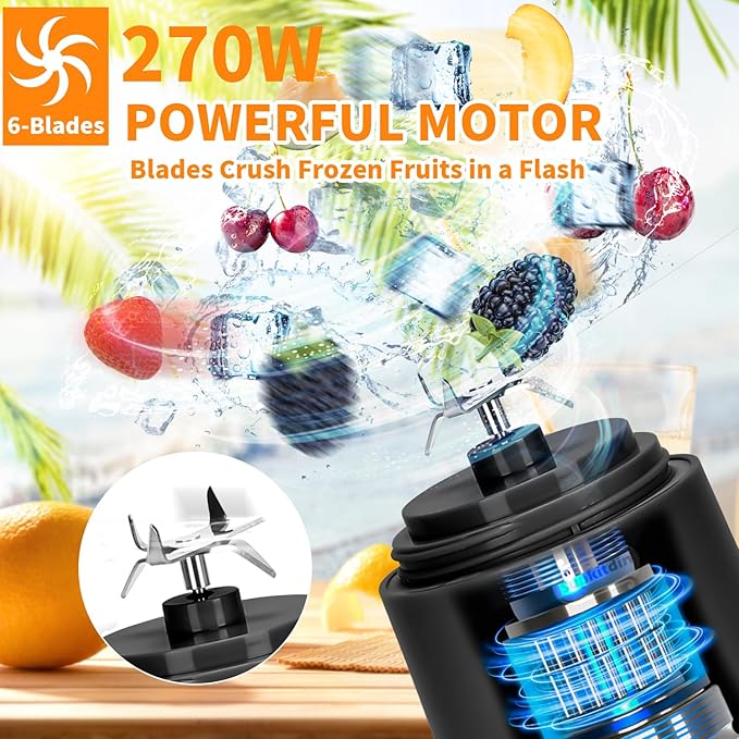 GSM A9 Portable Wireless Blender Shaker 600ML BPA 270W 2in1 Cocktails Packaging status original