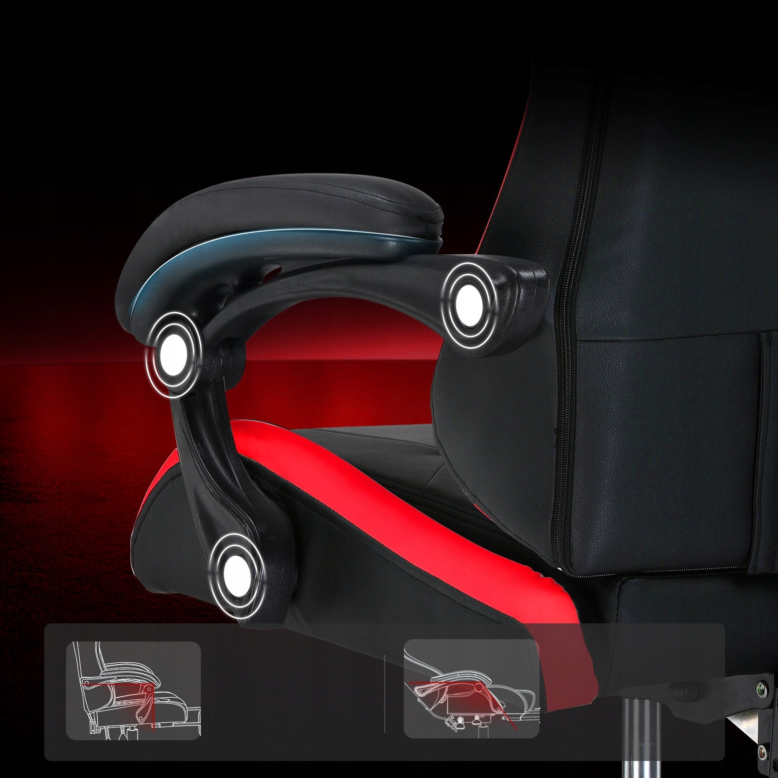 GTPLAYER Fotel Gamingowy, Ergonomiczny Fotel Biurowy, Czerwony Furniture height 135 cm