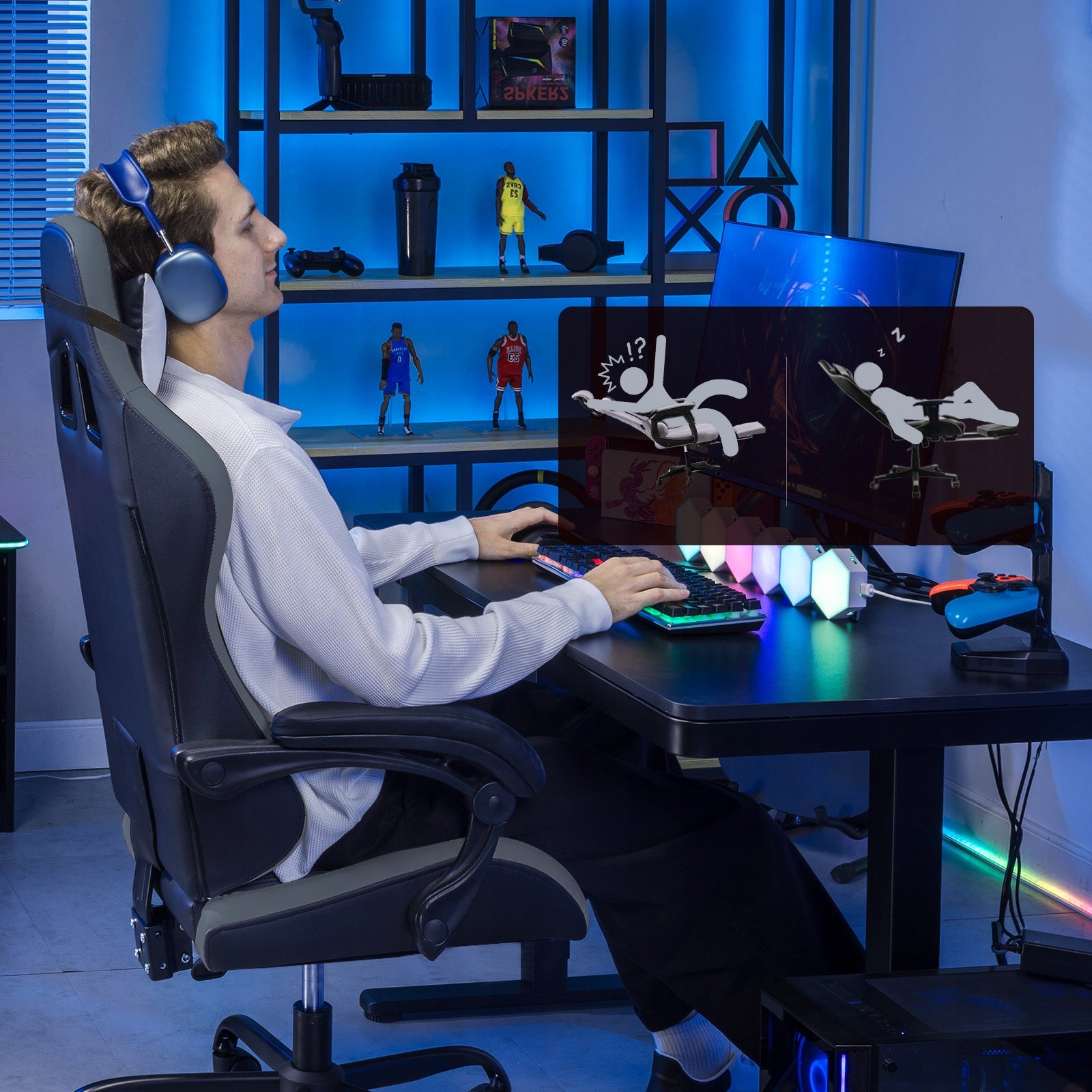 GTPLAYER Fotel Gamingowy, Ergonomiczny Fotel Biurowy, Szary Manufacturer code XGC02NAF-GREY