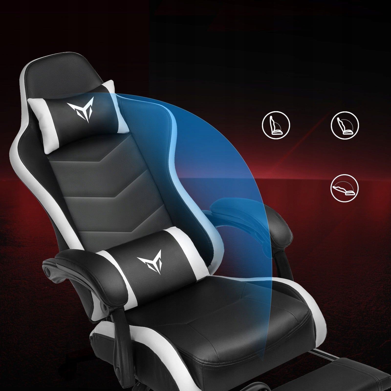 GTPLAYER Fotel Gamingowy z Podnóżkiem, Ergonomiczny Fotel Biurowy Biały Brand no brand