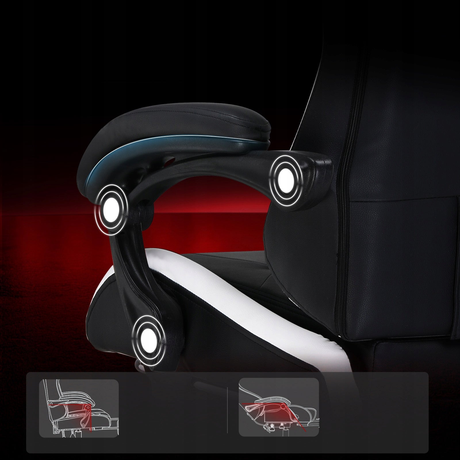 GTPLAYER Fotel Gamingowy z Podnóżkiem, Ergonomiczny Fotel Biurowy Biały Furniture height 135 cm