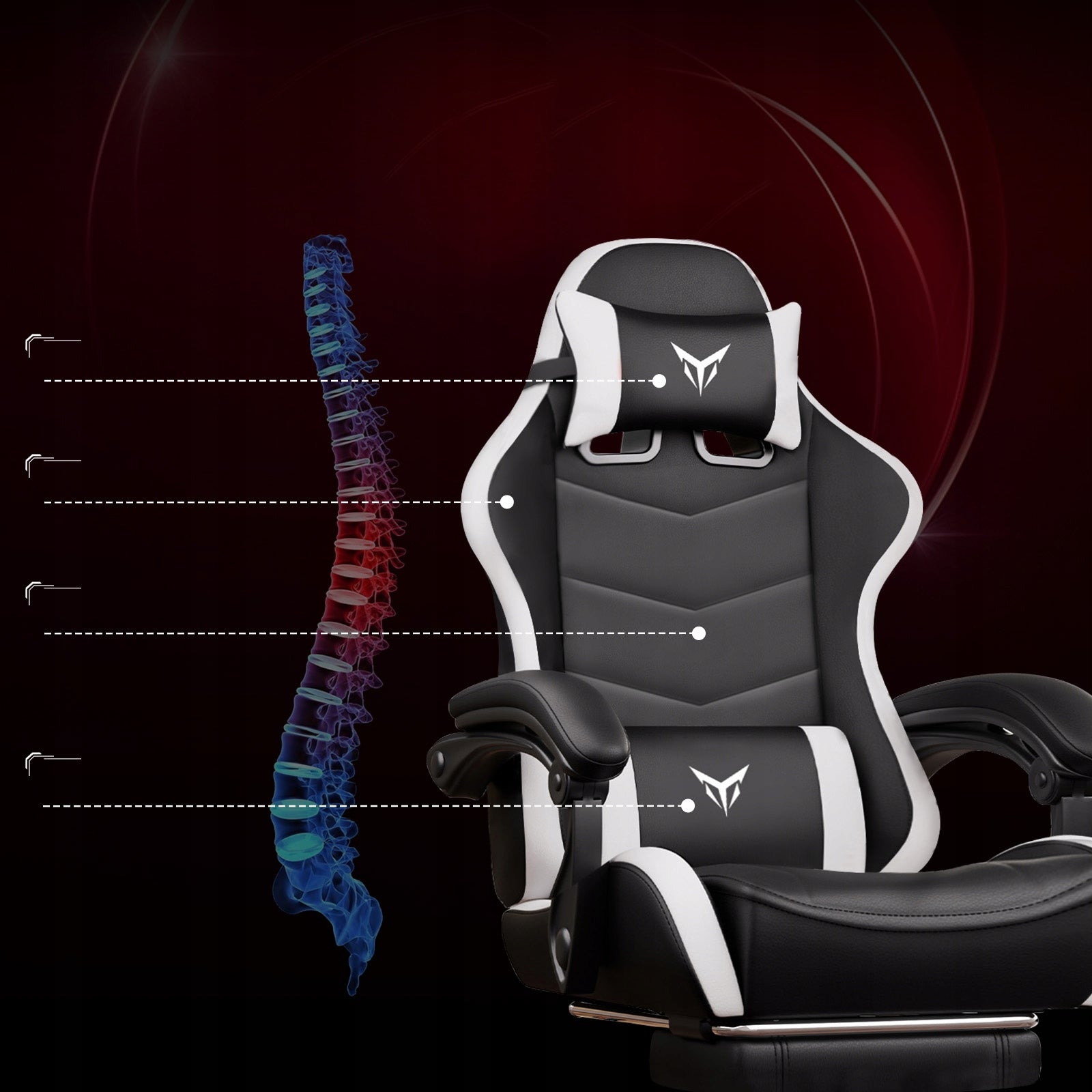 GTPLAYER Fotel Gamingowy z Podnóżkiem, Ergonomiczny Fotel Biurowy Biały Manufacturer code XGC02-WHITE