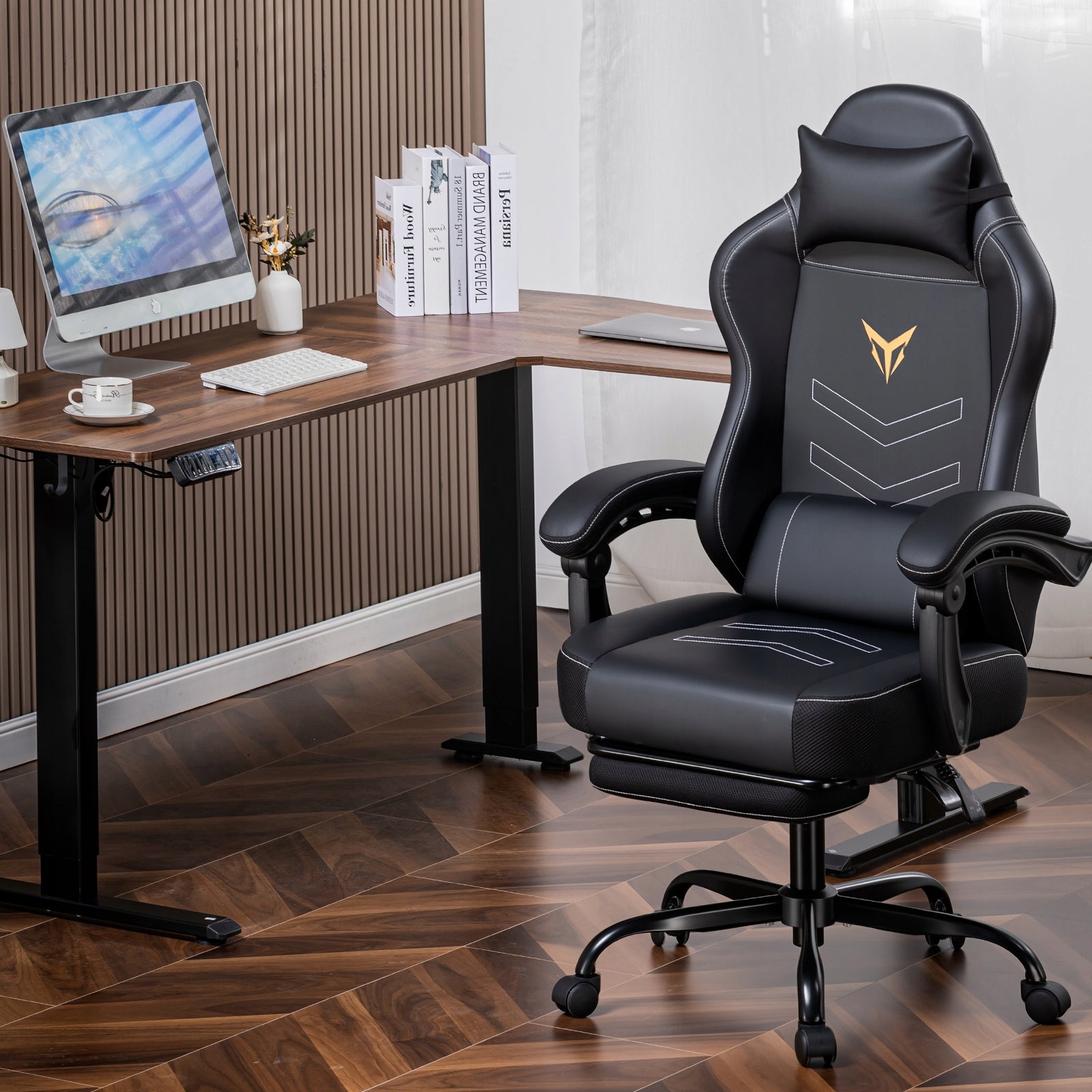 GTPLAYER Fotel gamingowy, ergonomiczny fotel dla gracza z podnóżkiem Manufacturer code XGC01-BLACK