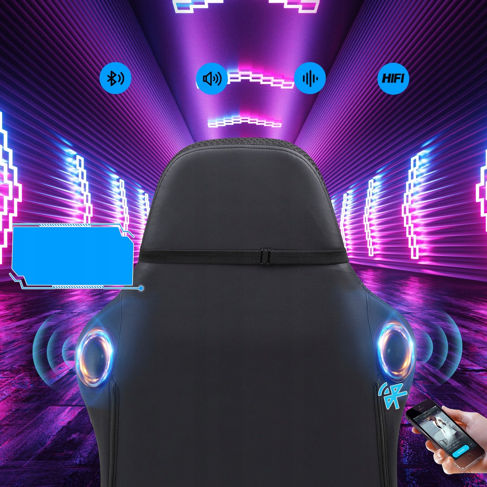 GTPLAYER Fotel gamingowy z głośnikiem i listwą świetlną Brand GTPLAYER