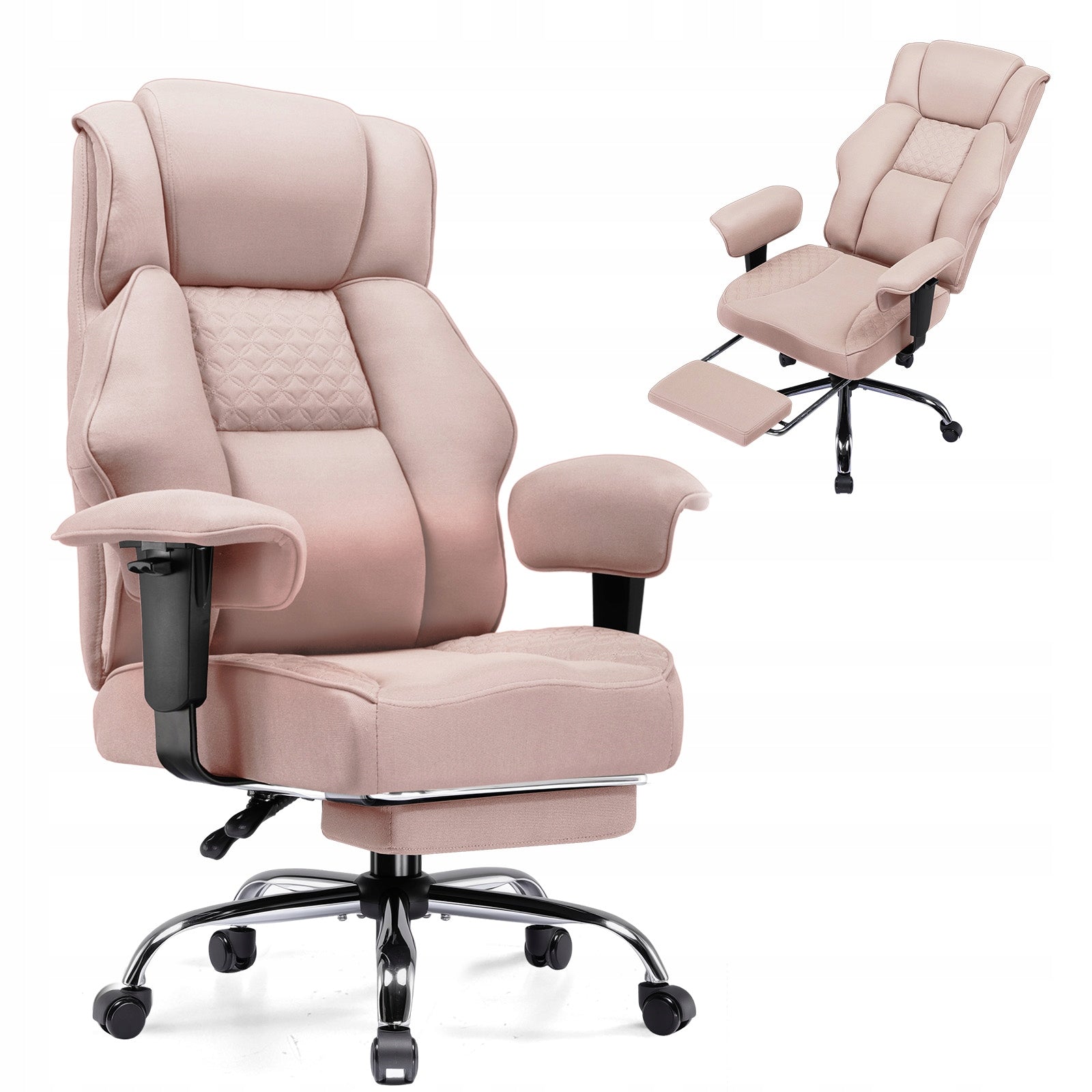 GTPLAYER Gaming KRZESŁO Ergonomiczne - Szerokie Biurowe z podnóżkiem