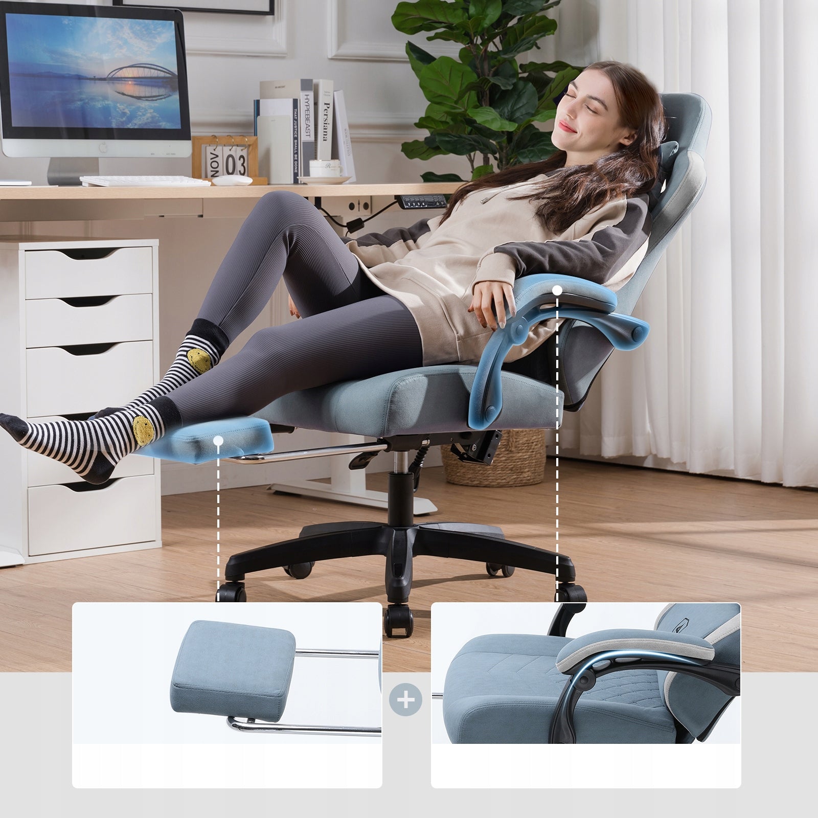 GTPLAYER gaming chair Fabric surface chair Model Krzesło biurowe Jasny niebieski