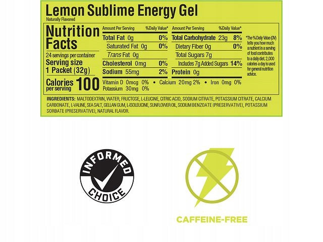 GU Energy Gel Lemon Sublime Lemon Lime Expiration date at least six months from the date of purchase