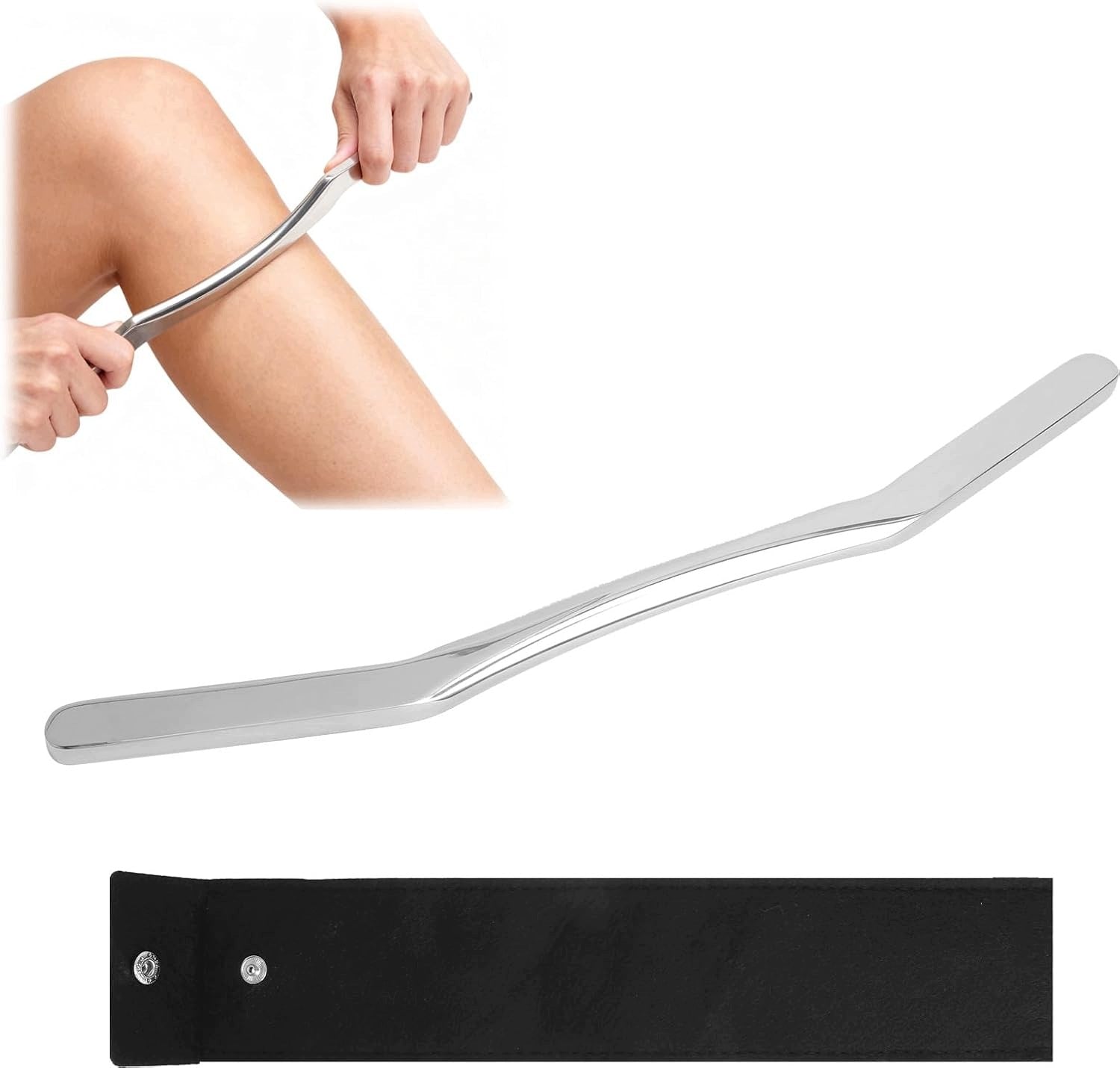 GUA SHA METALOWY SKROBAK POWIĘZIOWY 30 CM STAL 316 ERGONOMICZNY