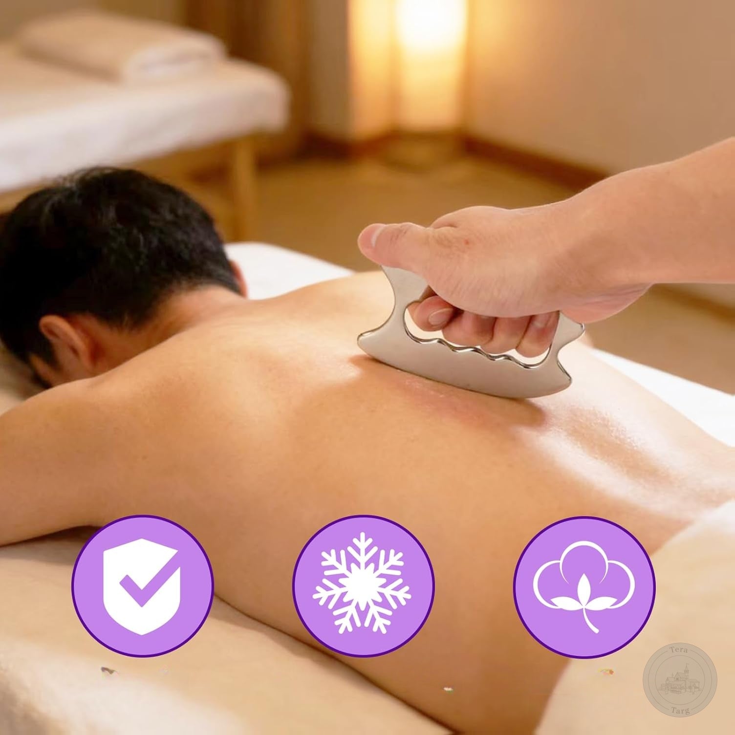 GUA SHA SET STAINLESS STEEL 2IN1 KNIFE FASCIA MASSAGE SCRAPER FACE Manufacturer code GUA SHA ZESTAW