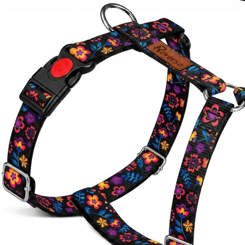 GUARD HARNESS FOR DOG ADJUSTABLE STRONG PRESSURE-FREE DECENT FLOWERS ros. L Manufacturer code Guard.L-flower