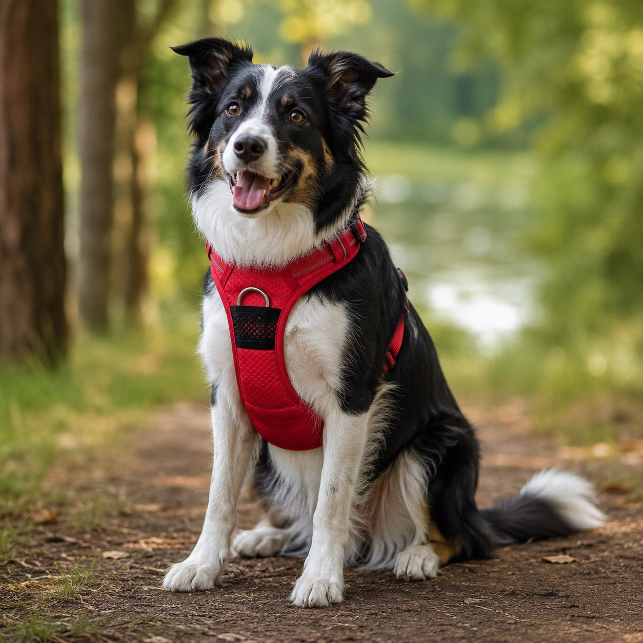 GUARD dog walking harness pressure-free comfortable COMO red M Brand Lalazoo
