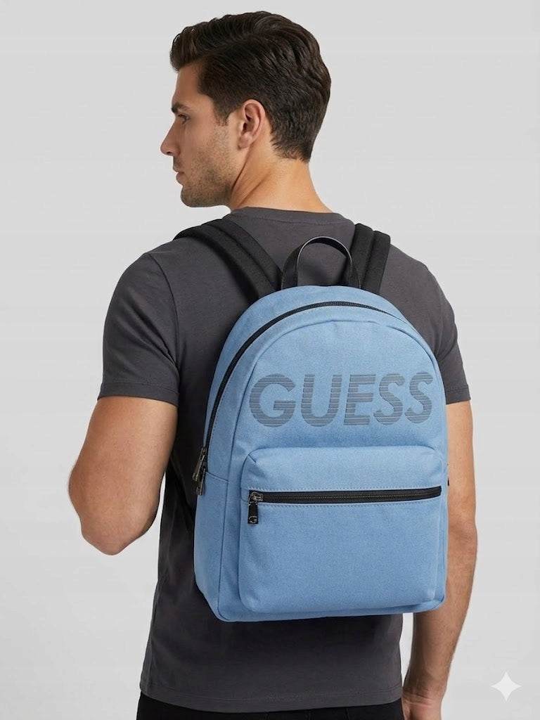 GUESS BLUE CITY BACKPACK WITH LARGE POCKET AND LOGO 39x30x14 G_A