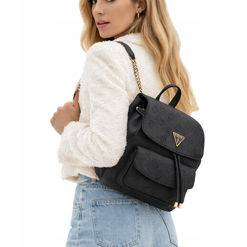 GUESS WOMEN'S BACKPACK CRESIDIA II SML FLAP HWPD98 88310 BLACK Packaging status original