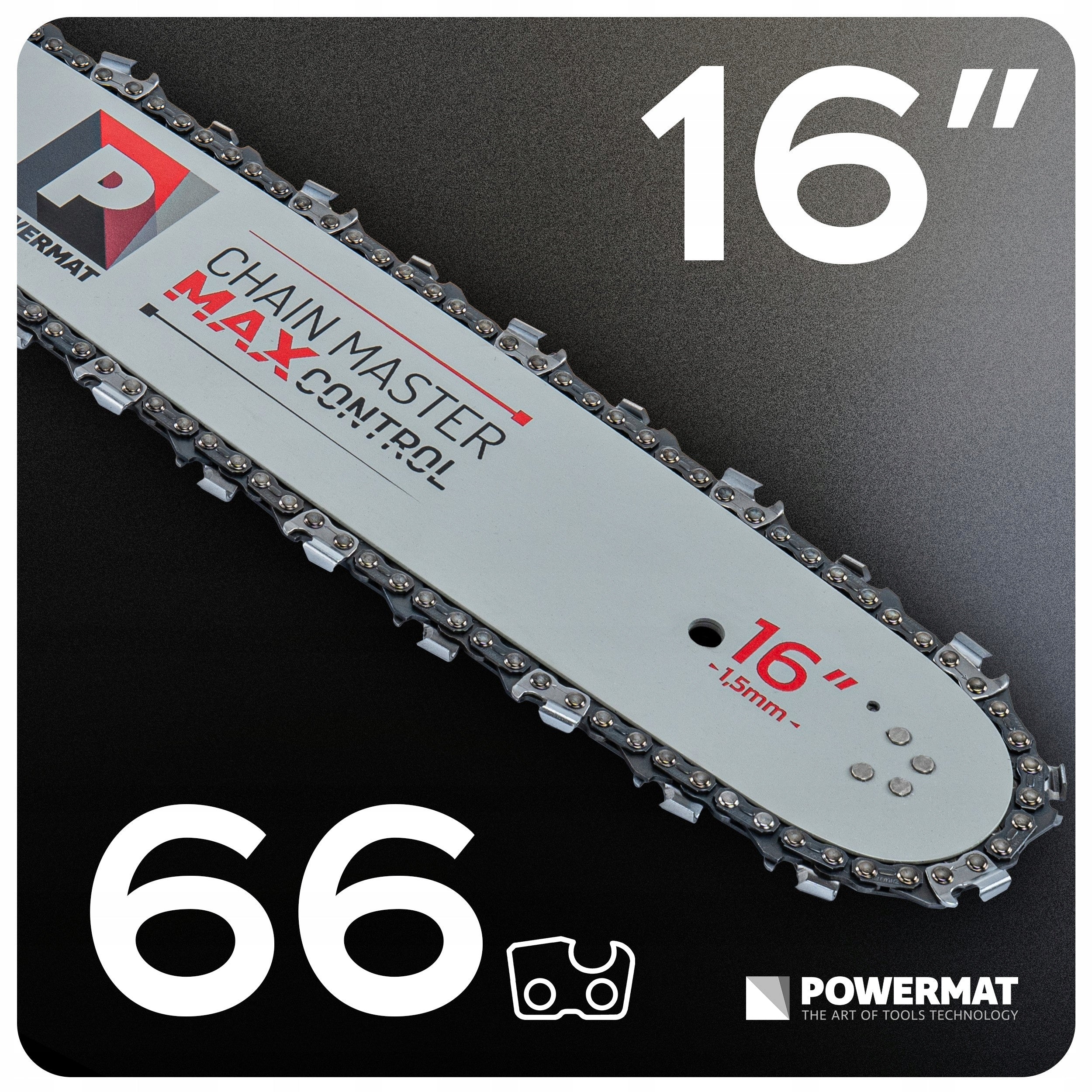 GUIDE FOR COMBUSTION SAW 2 CHAINS 66 OGN 16"/40cm 1,5mm STROKE 0,325" Brand Powermat