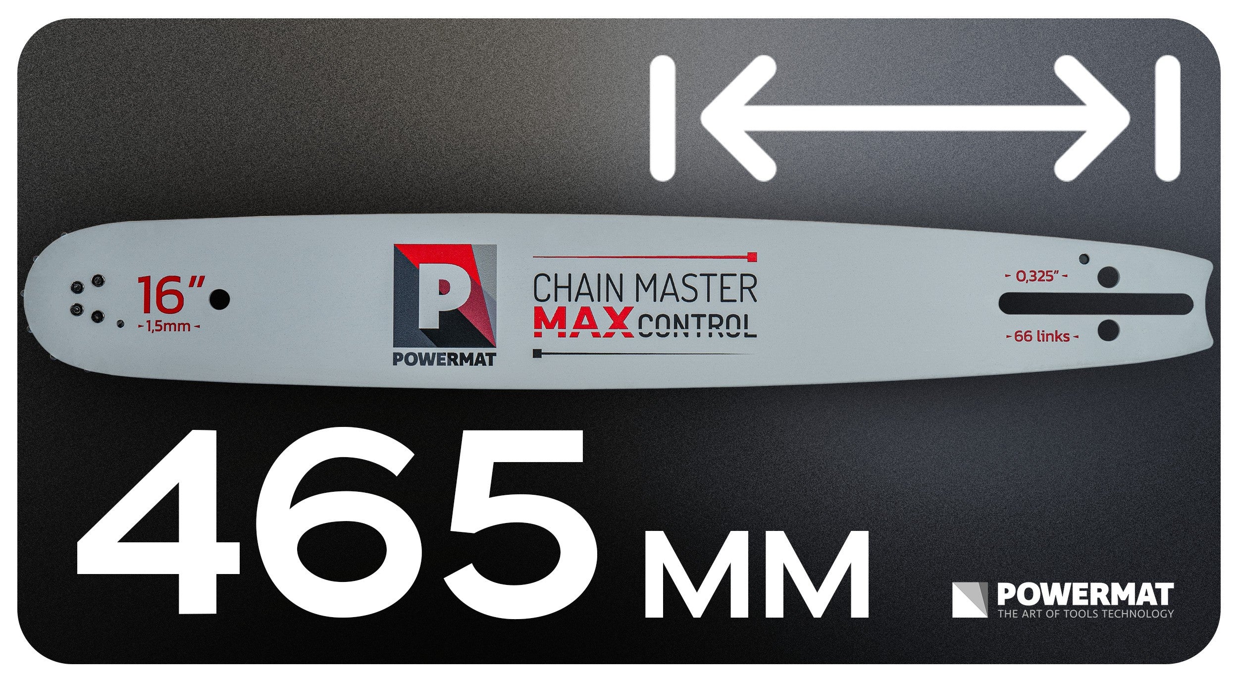 GUIDE FOR COMBUSTION SAW 2 CHAINS 66 OGN 16"/40cm 1,5mm STROKE 0,325" Product weight with unit packaging 1.2 kg