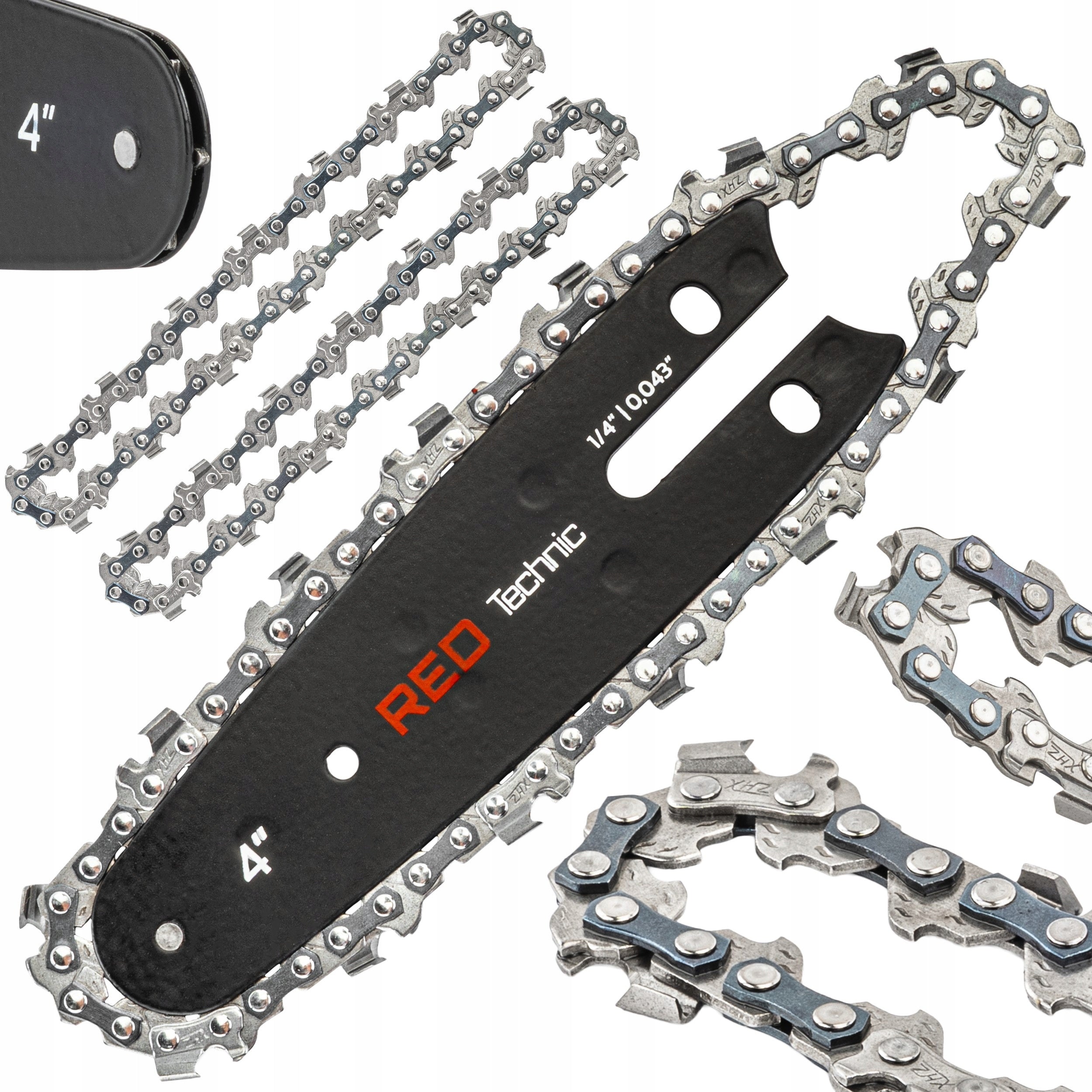 GUIDE FOR CORDLESS SAW 10CM 4" + 2X CHAIN 1,4" 0.043