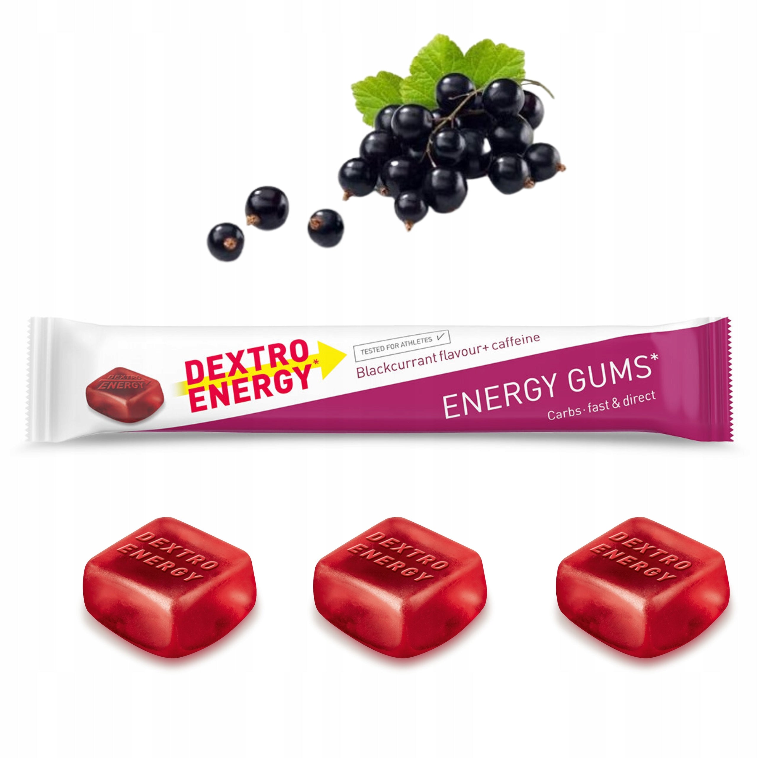GUMMIES - Dextro Energy Gums Blackcurrant Expiration date at least 3 months from the date of purchase