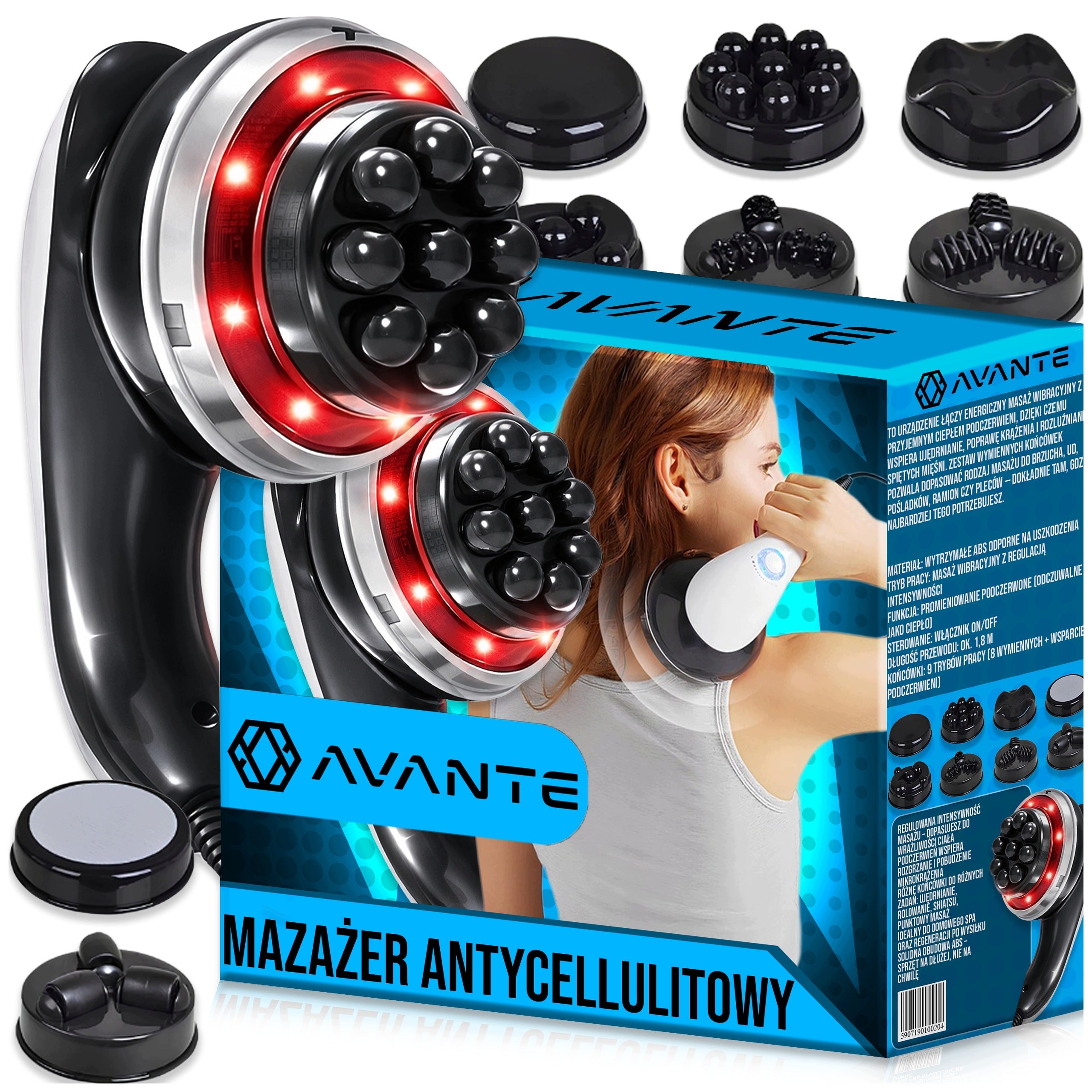GUN BODY SHAPING MASSAGER WITH INFRARED ANTI-CELLULITE 9in1