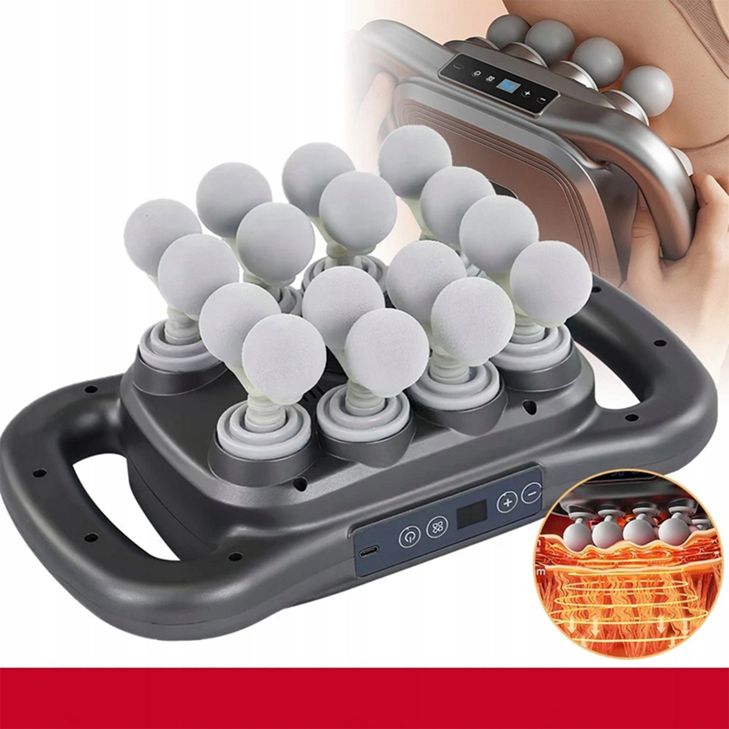 GUN MASSAGER 16 HEADS FOR BACK LEG ARM MUSCLE MASSAGE 9 MODES 24W Medical device no