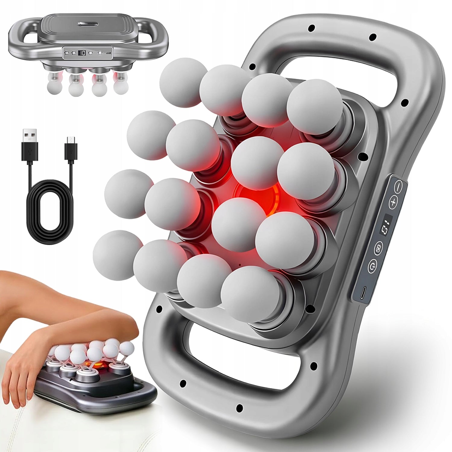 GUN MASSAGER 16 HEADS FOR BACK LEG ARM MUSCLE MASSAGE 9 MODES 24W