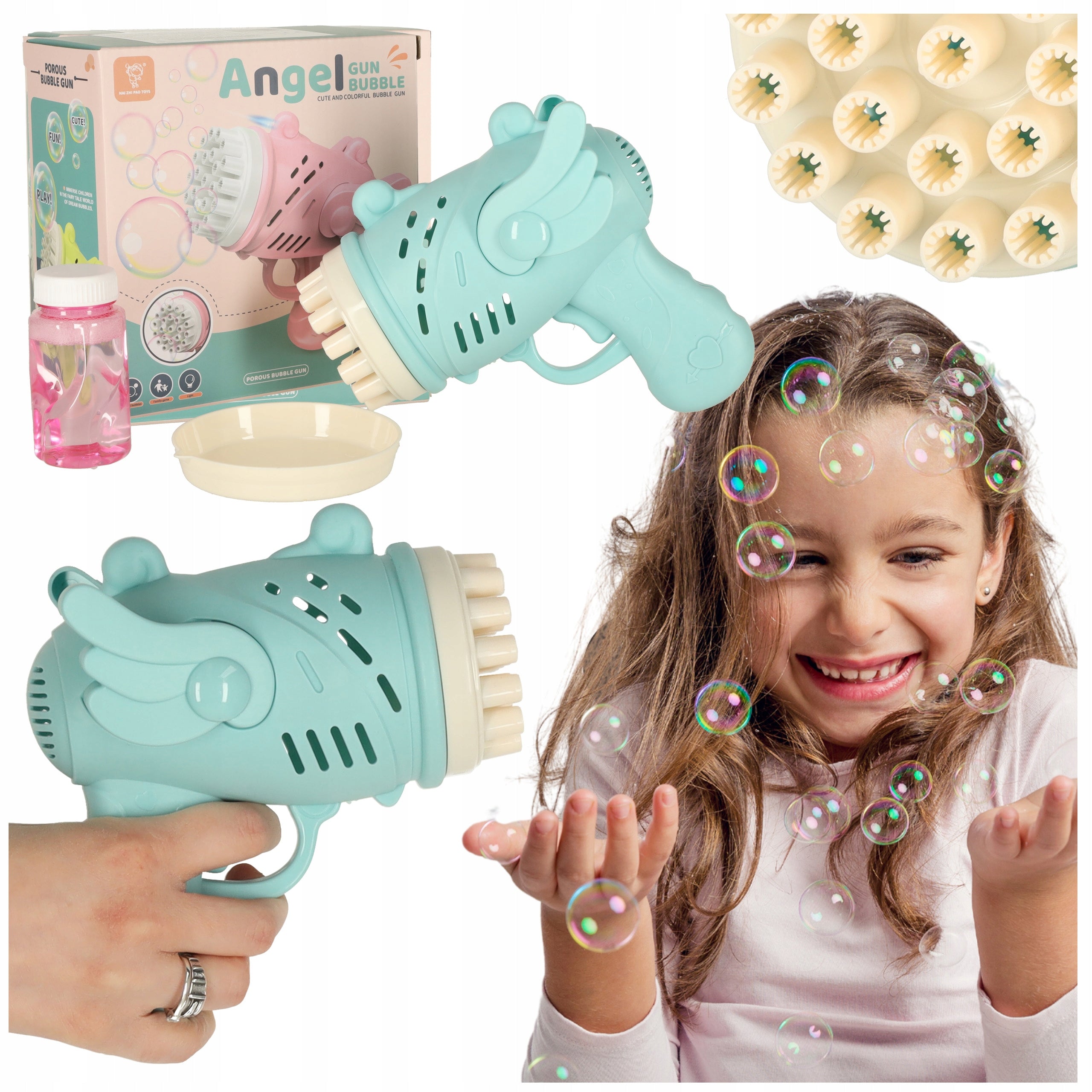 GUN SOAP BUBBLE MACHINE GENERATOR LIQUID BANKS SET