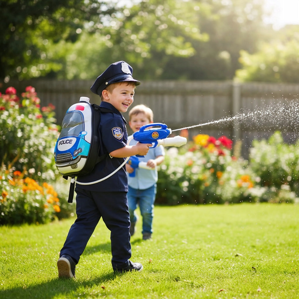 GUN WITH WATER BACKPACK FOR CHILDREN WATER TOY  ABOUT 2,5l Manufacturer code plecak na wodę policja