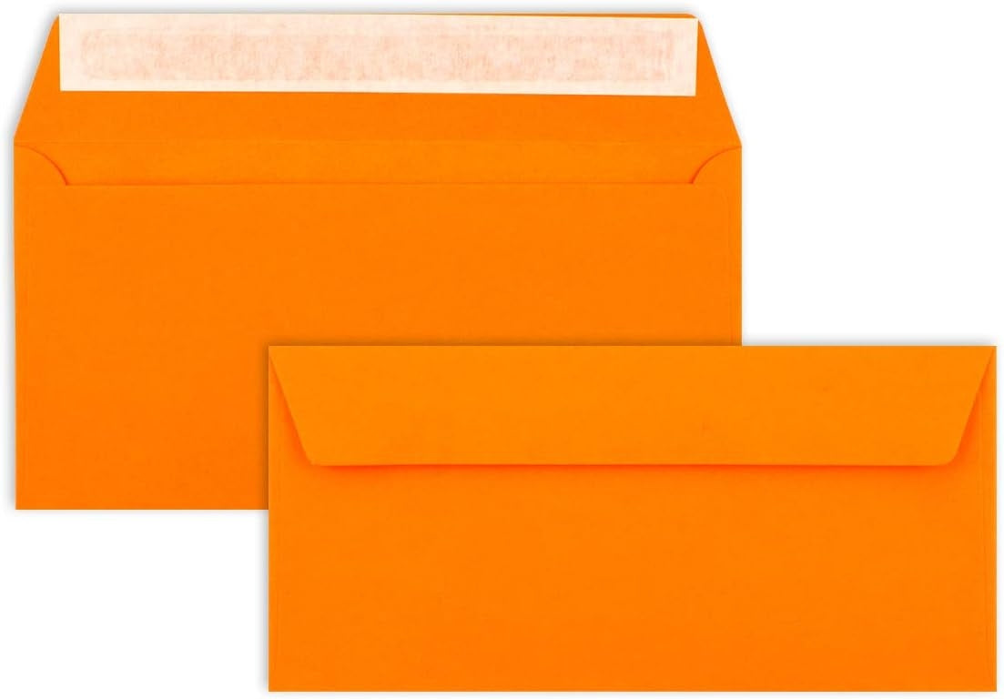 GUSTAV NEUSER ENVELOPES WITH ADHESIVE STRIP ORANGE 110 X 220 25 PCS