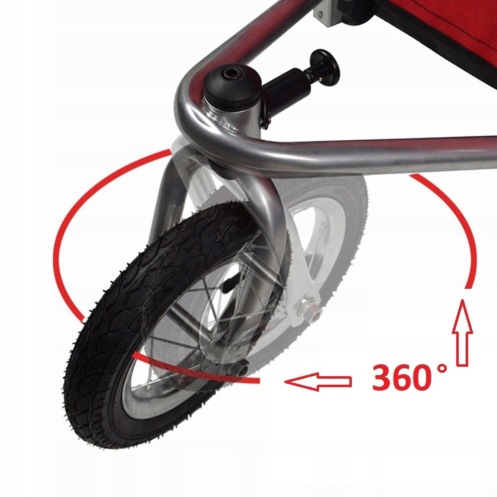 GUTO Bicycle Trailer Trolley DELUXE 2in1 HOL for 2 children up to 40kg RED/GREY For for kids