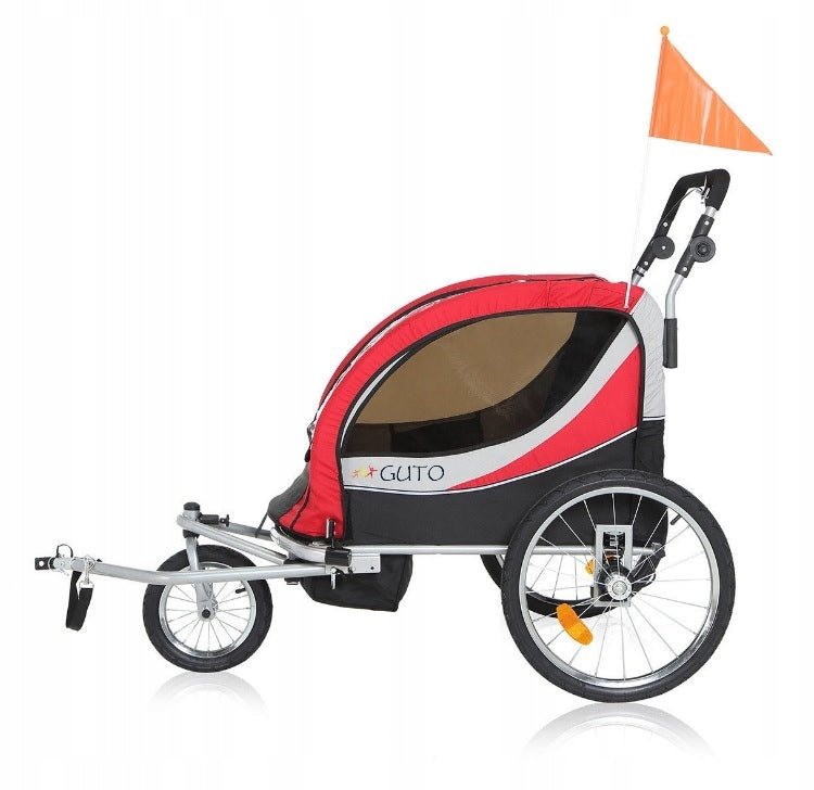 GUTO Bicycle Trailer Trolley DELUXE 2in1 HOL for 2 children up to 40kg RED/GREY Manufacturer code 87102465
