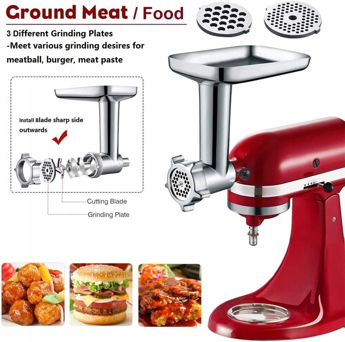 GVODE KitchenAid Meat Grinder + 2 Sausage Caps 3 Strainers Manufacturer code 5904133206474