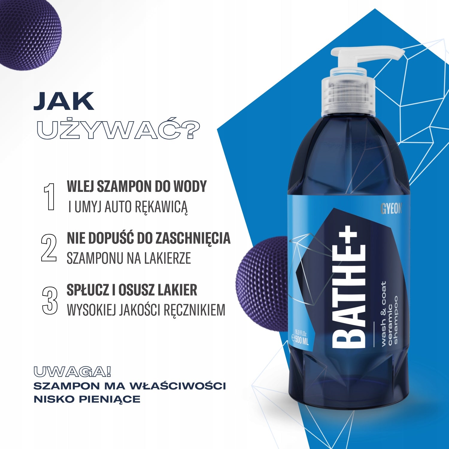 GYEON Q2M Bathe+ 500ml - hydrophobic shampoo with SiO Manufacturer Gyeon
