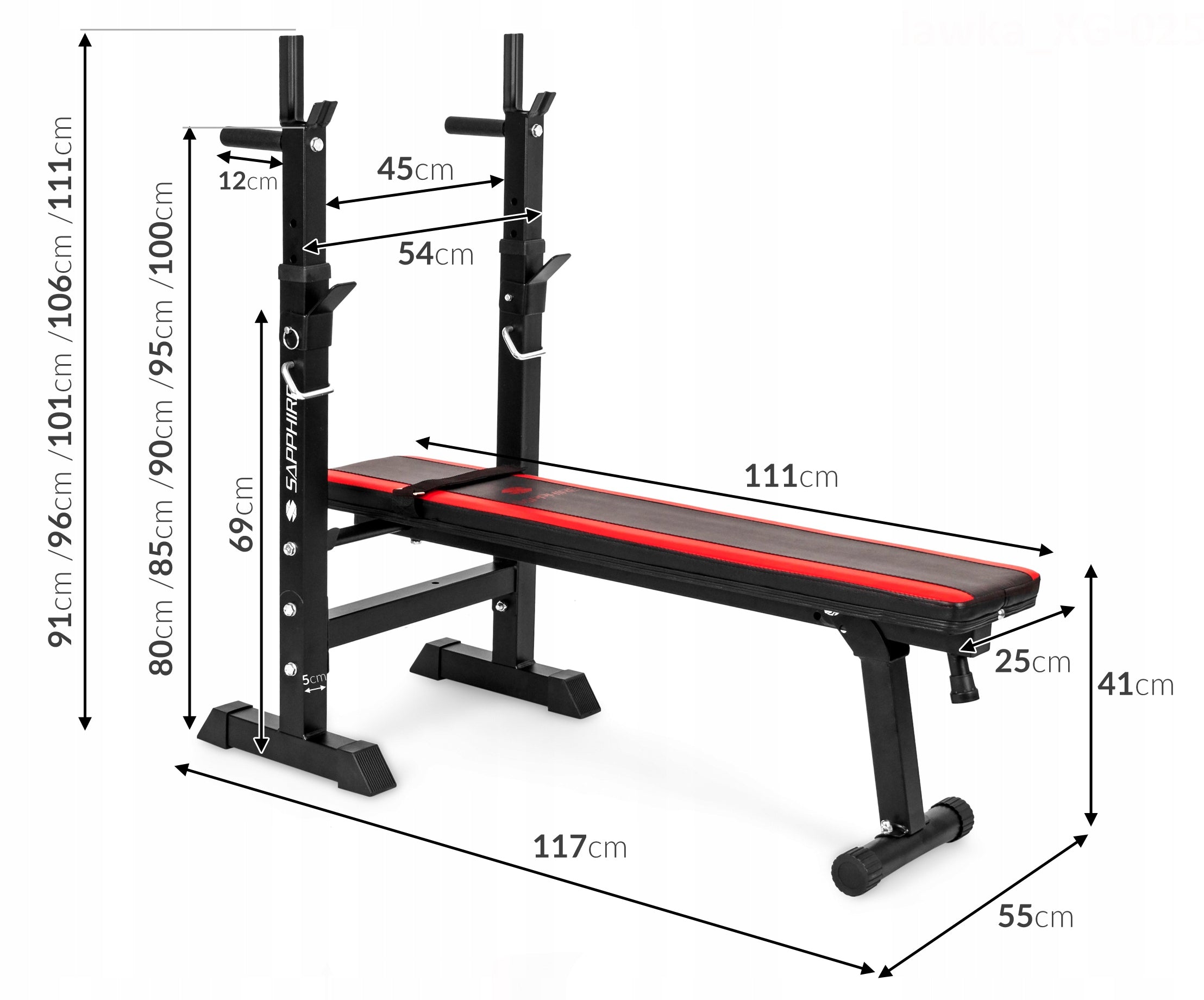GYM SAPPHIRE 82kg BODYBUILDING SET BENCH RIDGES LOAD dumbbells Product weight with unit packaging 82 kg
