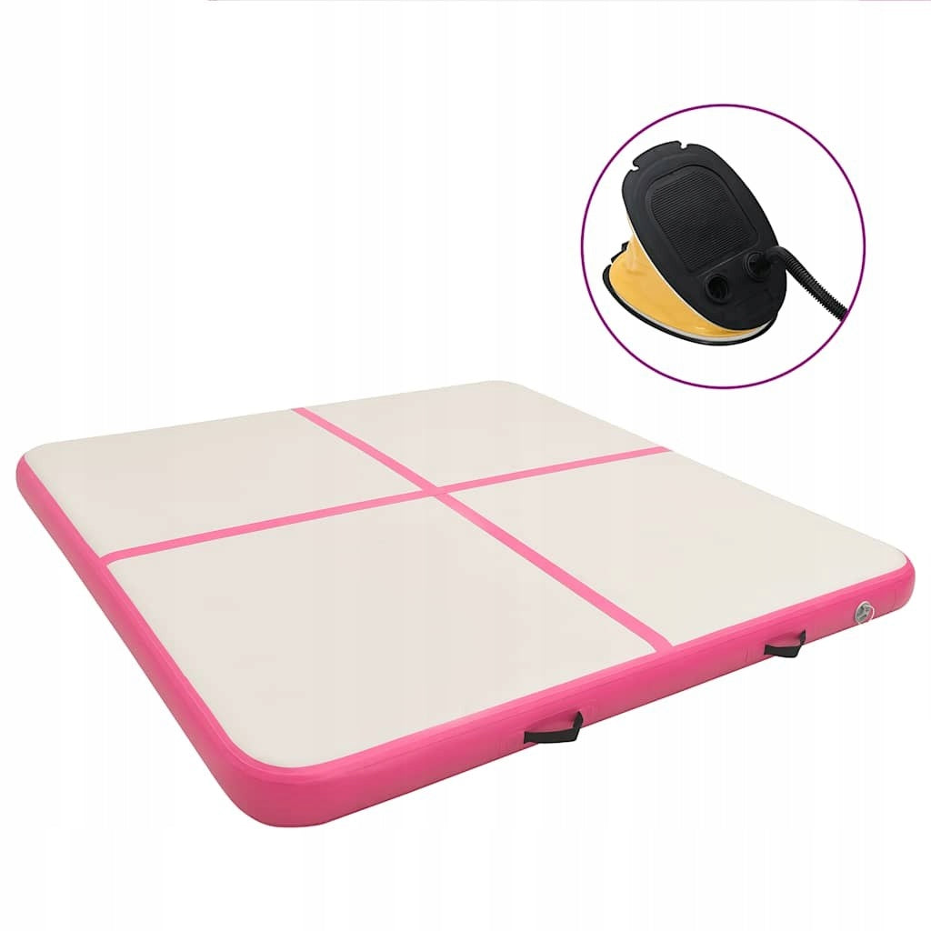 GYMNASTIC MAT WITH PUMP 200X200X10CM PVC PINK