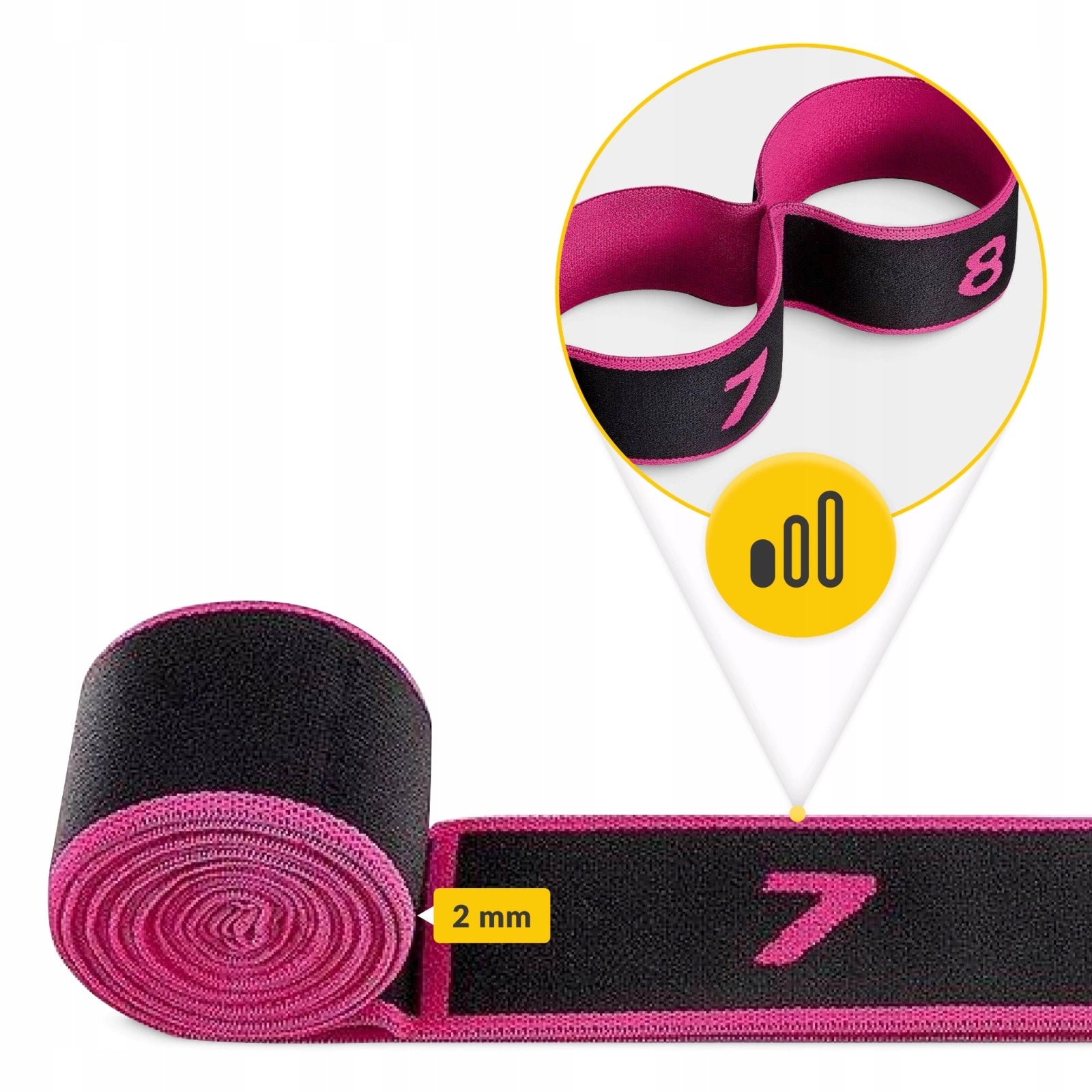 GYMNASTIC TAPE RUBBER FOR STRETCHING REHABILITATION 8 PARTS Color pink